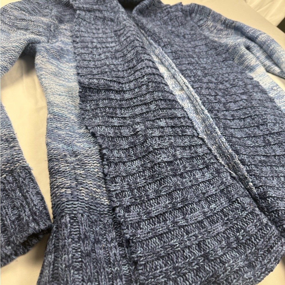 Indigo Great Northwest Cardigan 3X Plus Blue Chunky Knit Open Front Cozy Sweater - Picture 3 of 10